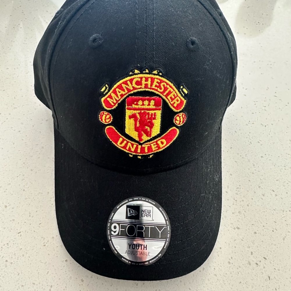 New Era Black and Red Hat with Manchester United Logo